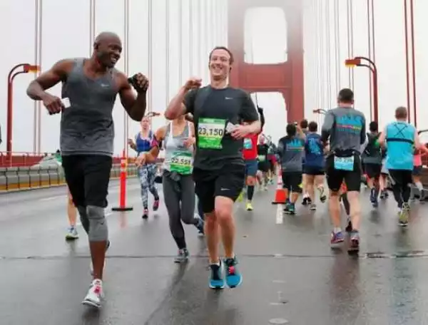 Pic: Facebook CEO, Mark Zuckerberg Runs A Marathon With His Nigerian-Born Executive, Ime Archibong